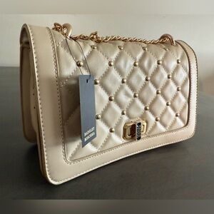 Badgley Mischka Quilted Cream Crossbody Bag